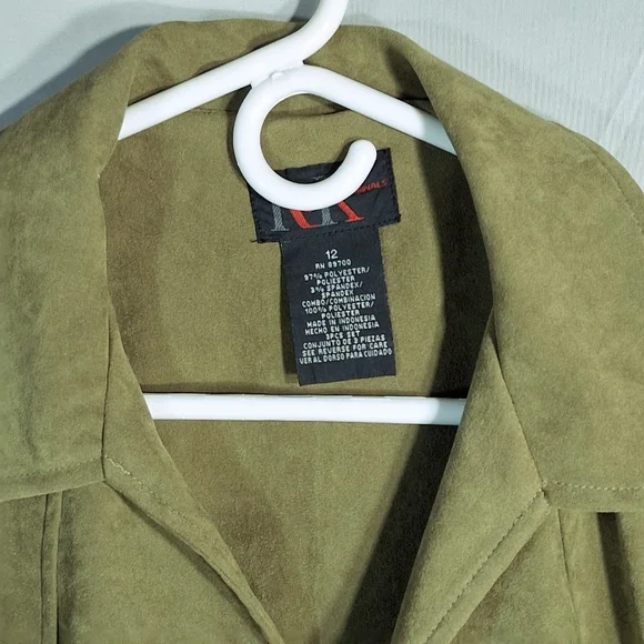 R&K Women's Size 12 Y2K Avocado Faux Suede Vintage Blazer - Picture 6 of 7